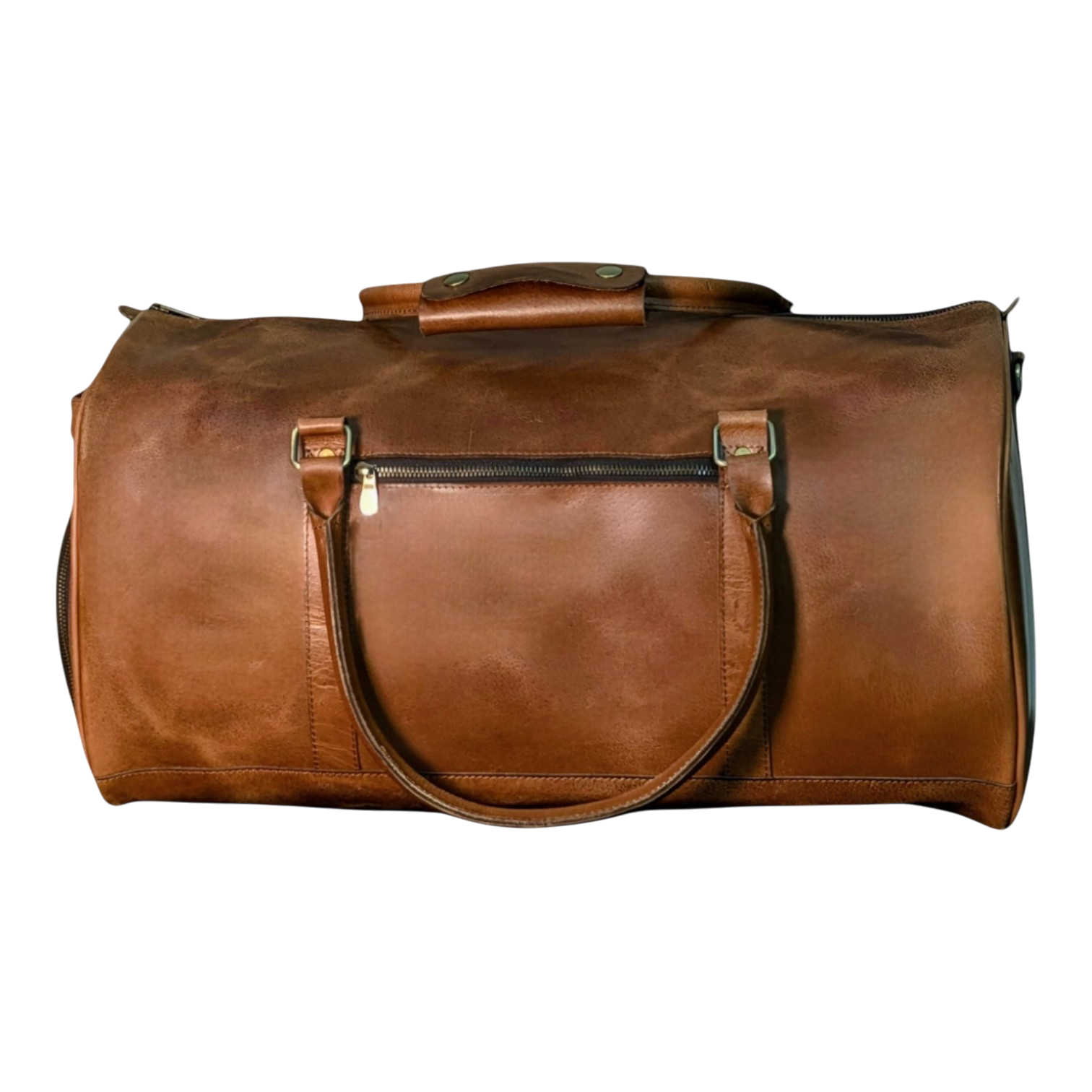 Medium Brown Genuine Leather Duffle Bag – Weekender with Shoe Compartment