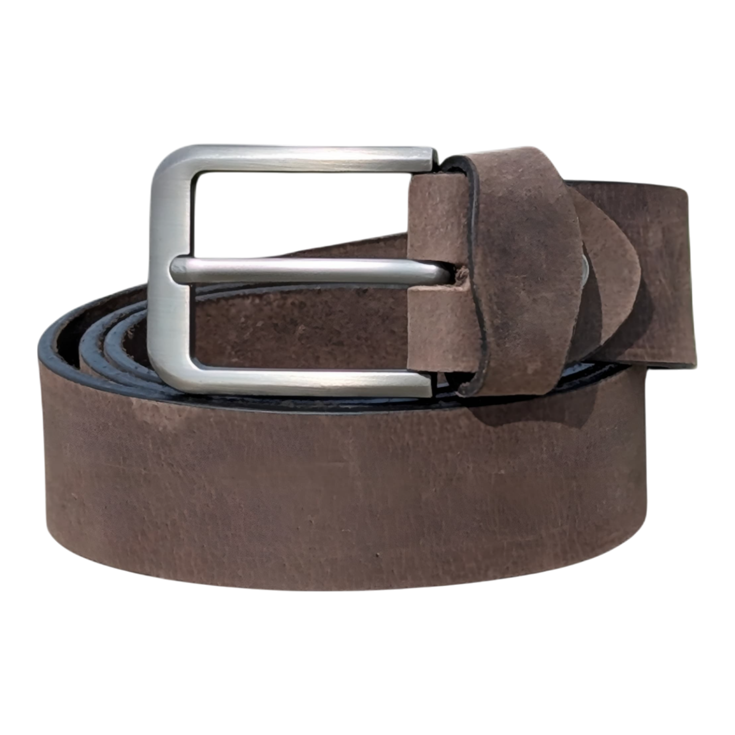 Premium Dark Crazy Cowhide Leather Belt - Vintage Style Hardware