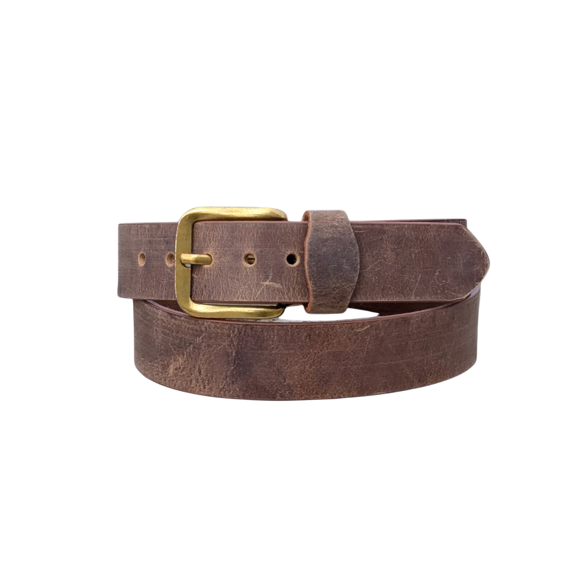 Vintage Brown Patina Leather Belt – Distressed Finish, Timeless Appeal