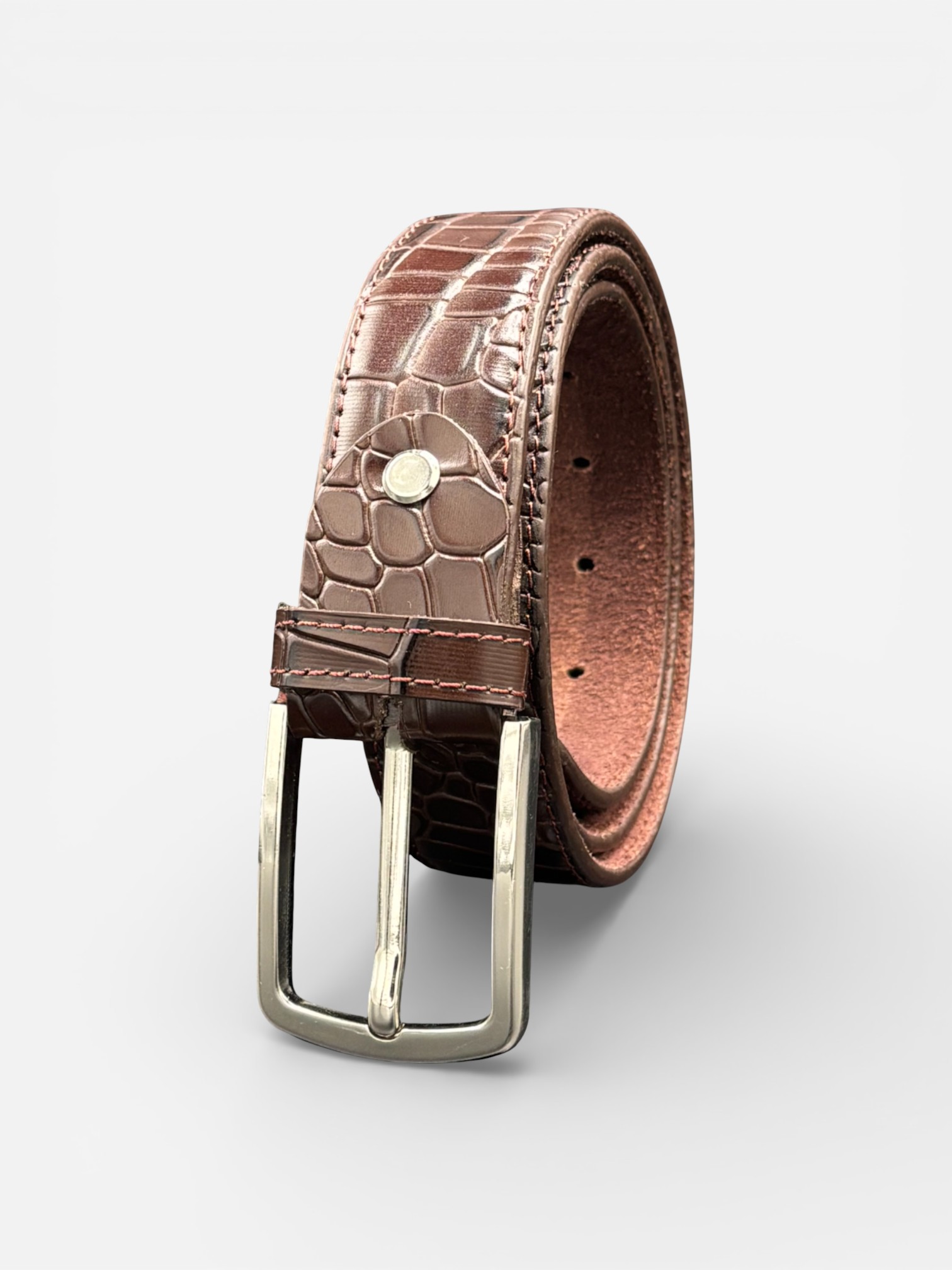 Croc Pattern Polyurethane Leather Wide Dress Belt For Men – 3 Colors, E.M.P GL101