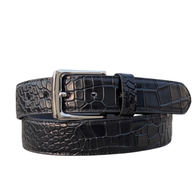 Mens Cowhide Crocodile Embossed Leather Belt
