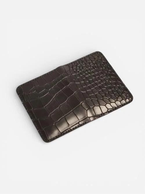 Black Crocodile Pattern Leather Wallet (Image 3)