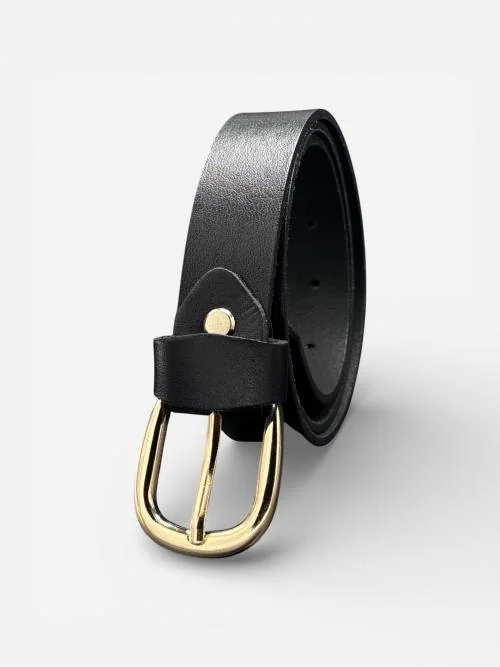 Leather Belt with Gold Buckle