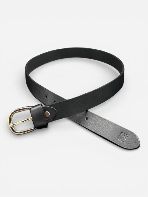 Leather Belt with Gold Buckle (Image 2)