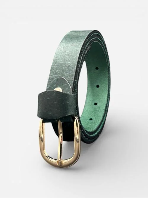 Leather Belt with Gold Buckle
