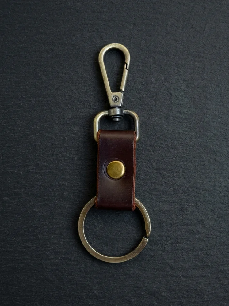 Compact Leather Snap Hook Keychain