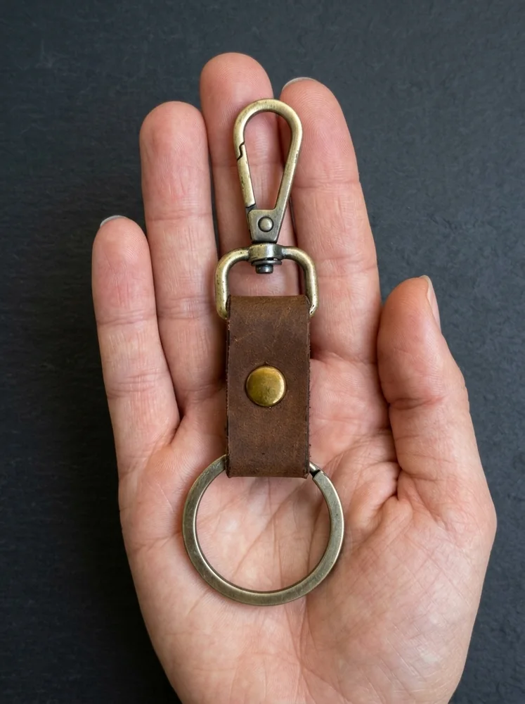 Compact Leather Snap Hook Keychain (Image 2)