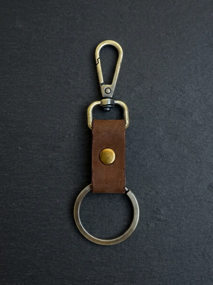Compact Leather Snap Hook Keychain