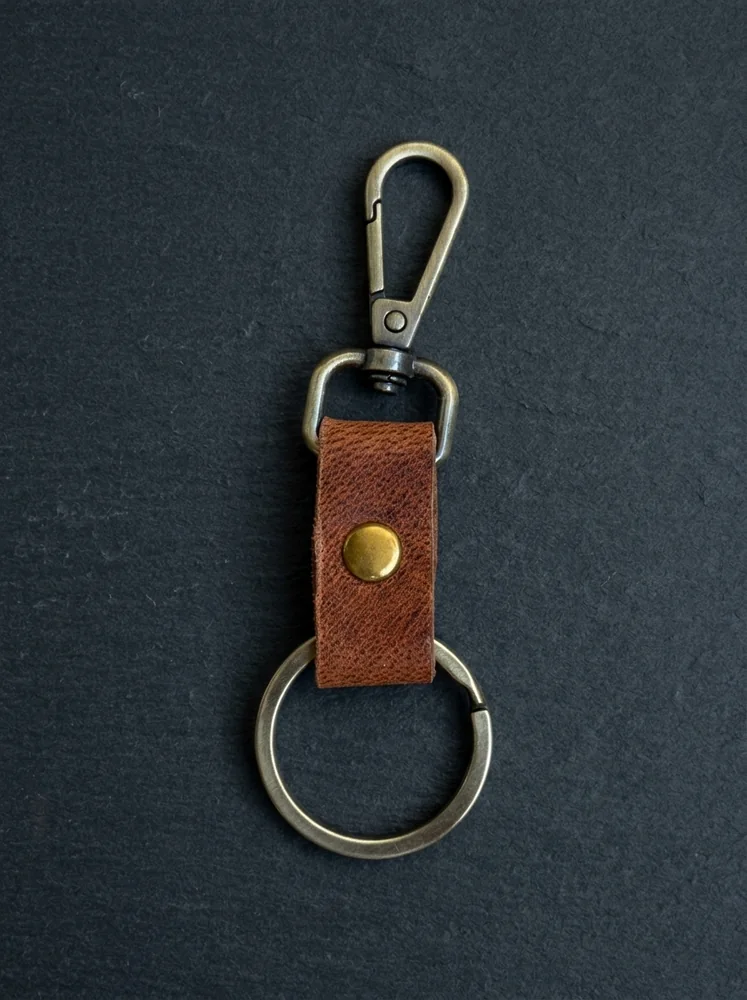 Compact Leather Snap Hook Keychain