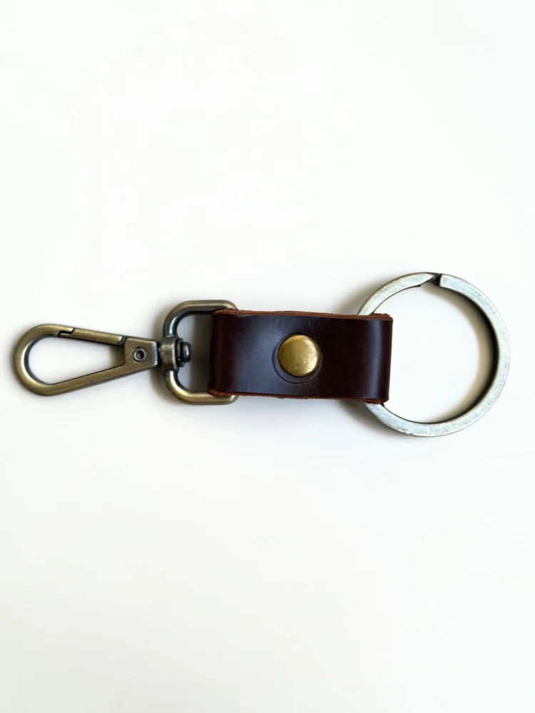 Compact Leather Snap Hook Keychain (Image 3)