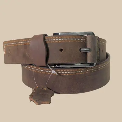 Contrast Stitch Leather Belt