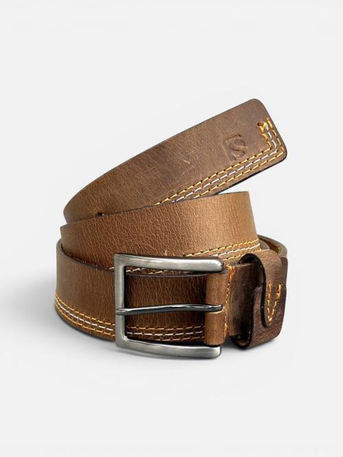 Contrast Stitch Leather Belt
