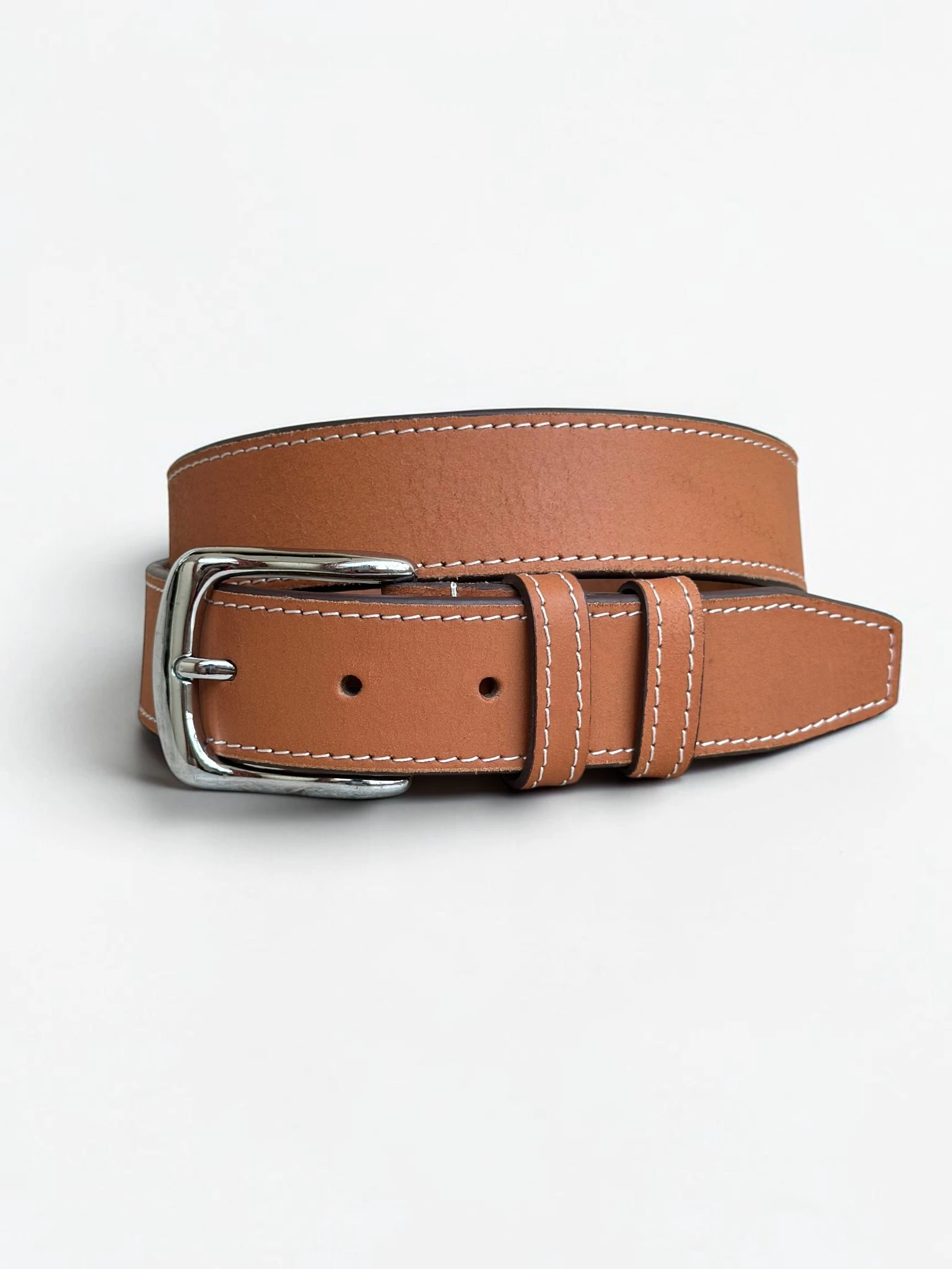 Men's Contrast Stitch Leather Belt (Image 2)