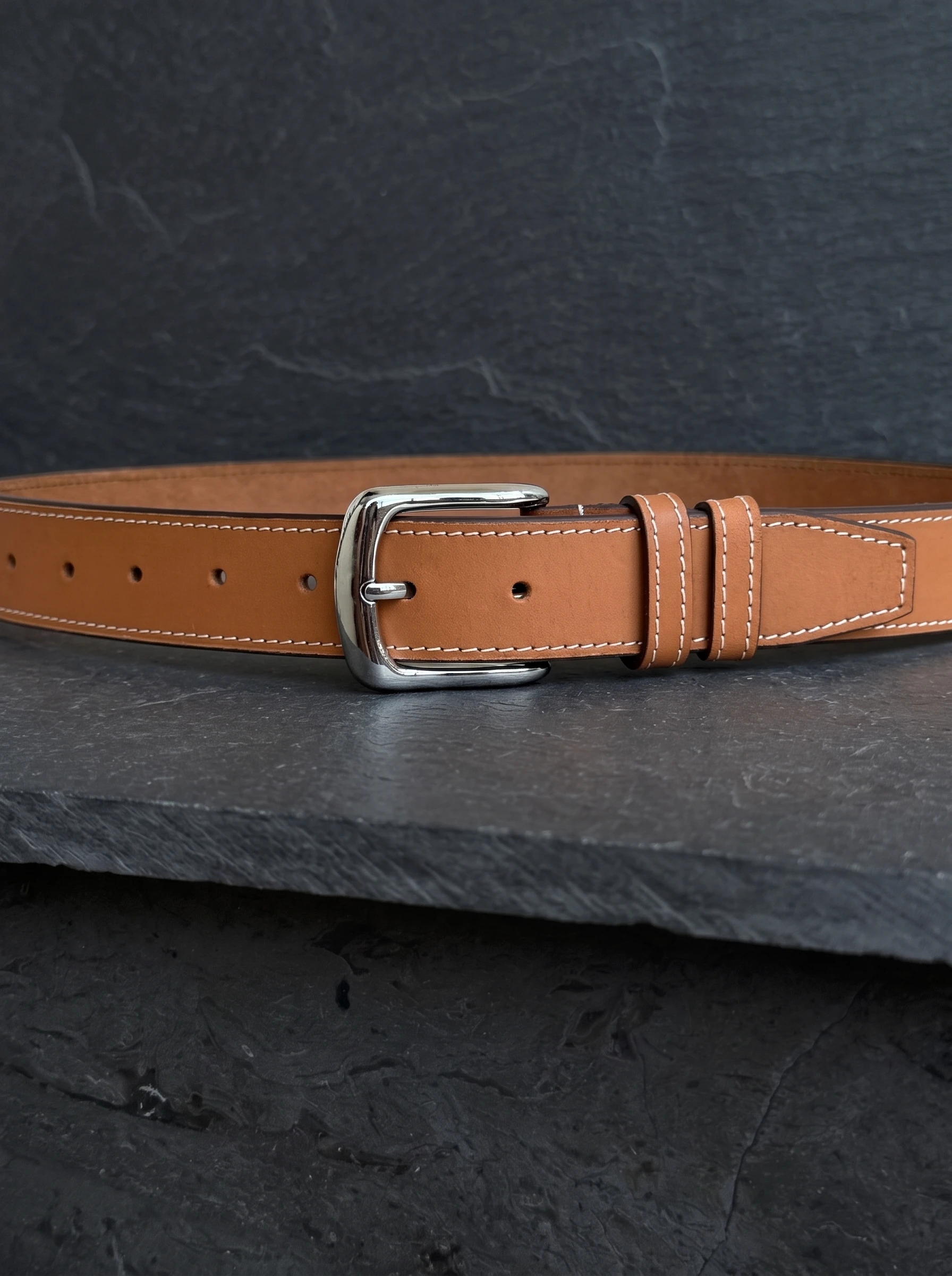 Men's Contrast Stitch Leather Belt
