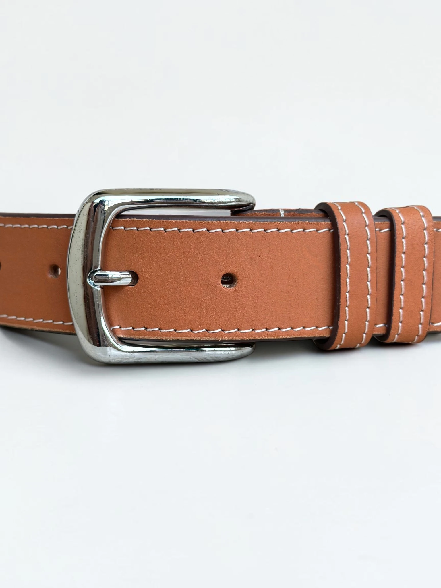 Men's Contrast Stitch Leather Belt (Image 7)