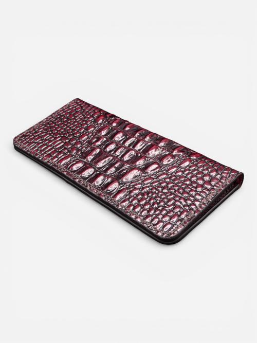 Croc Texture Long Leather Wallet with Coin Pocket