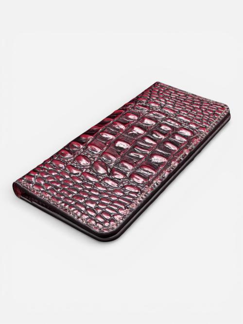 Croc Texture Long Leather Wallet with Coin Pocket