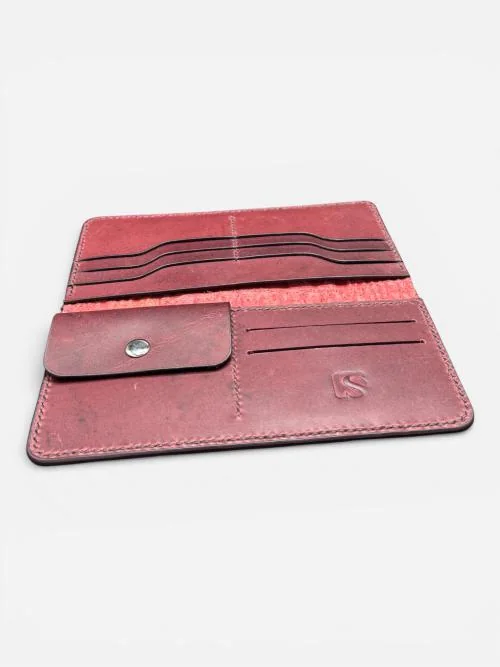 Croc Texture Long Leather Wallet with Coin Pocket (Image 3)