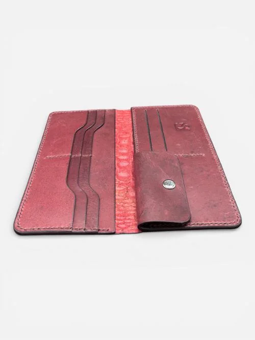 Croc Texture Long Leather Wallet with Coin Pocket (Image 4)