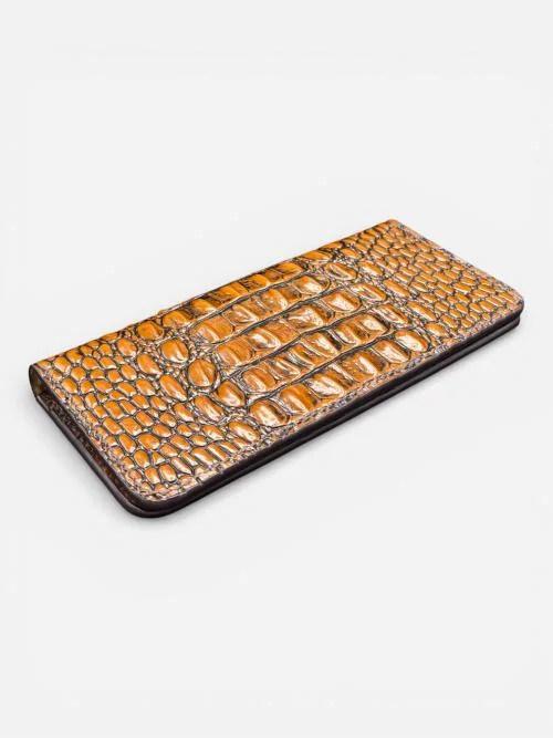 Croc Texture Long Leather Wallet with Coin Pocket (Image 2)