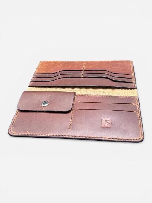 Croc Texture Long Leather Wallet with Coin Pocket (Image 3)