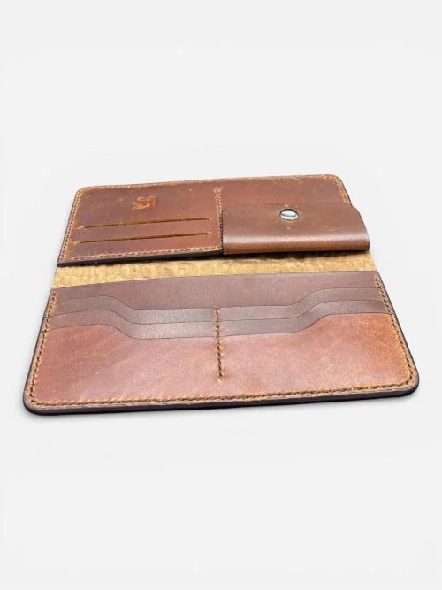 Croc Texture Long Leather Wallet with Coin Pocket (Image 4)
