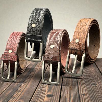 Crocodile Pattern Leather Belt
