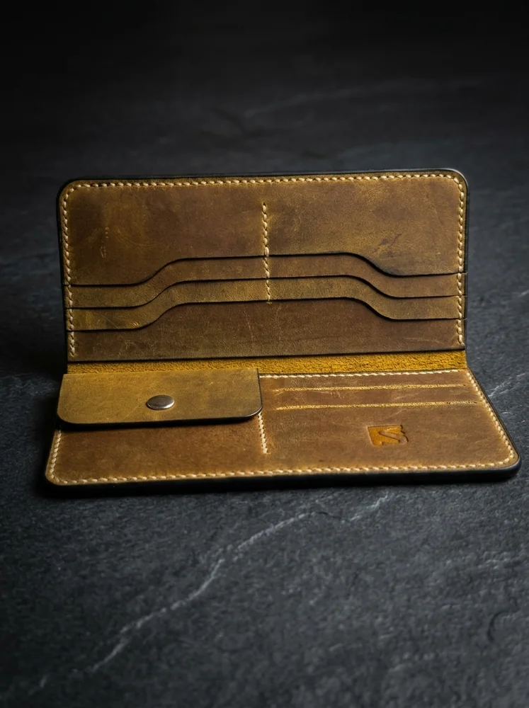 Full Grain Long Wallet with Coin Pocket