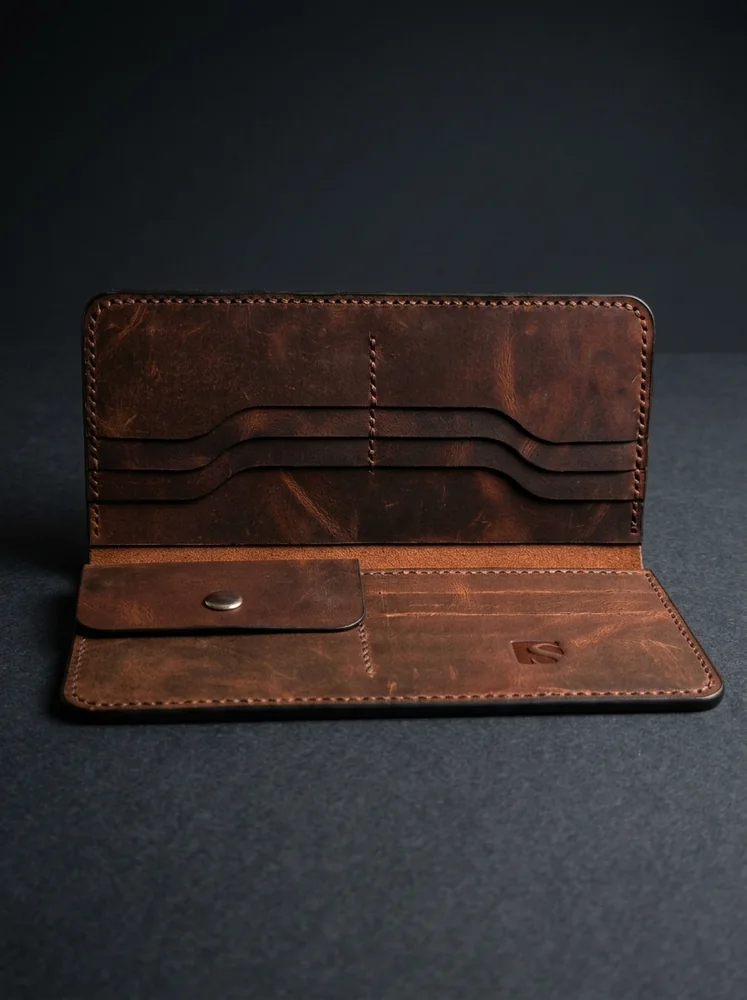 Full Grain Long Wallet with Coin Pocket