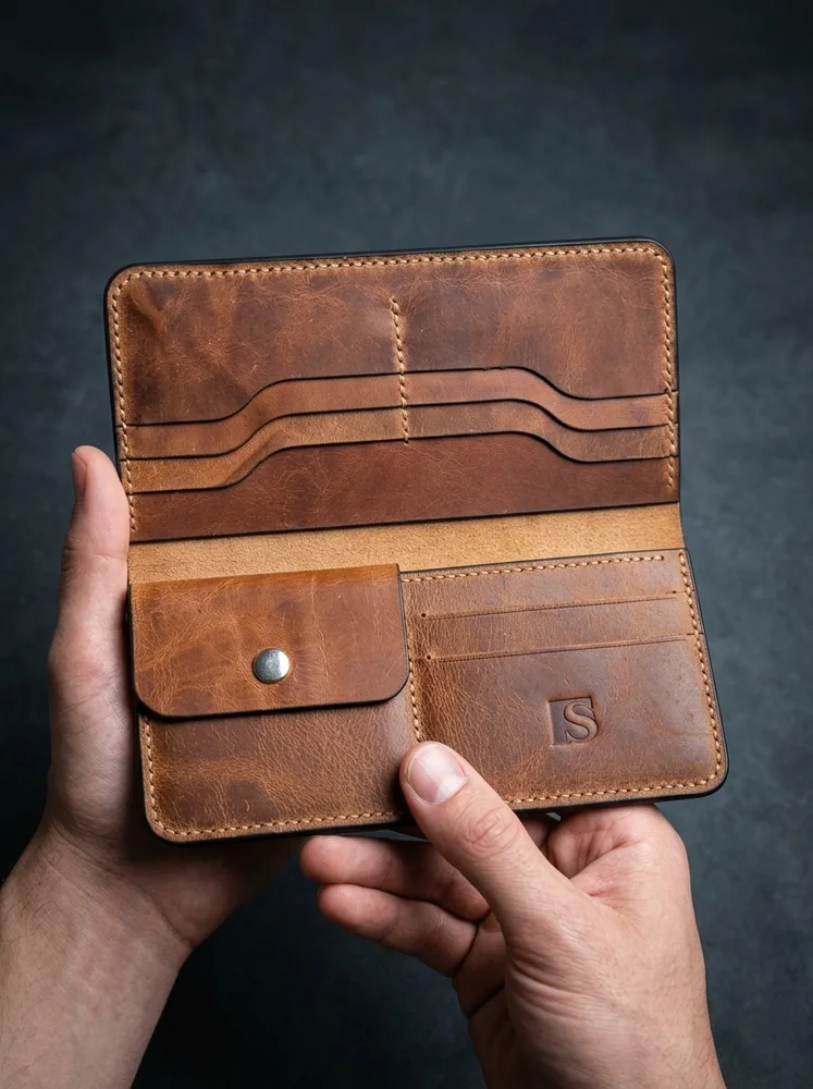 Full Grain Long Wallet with Coin Pocket (Image 2)