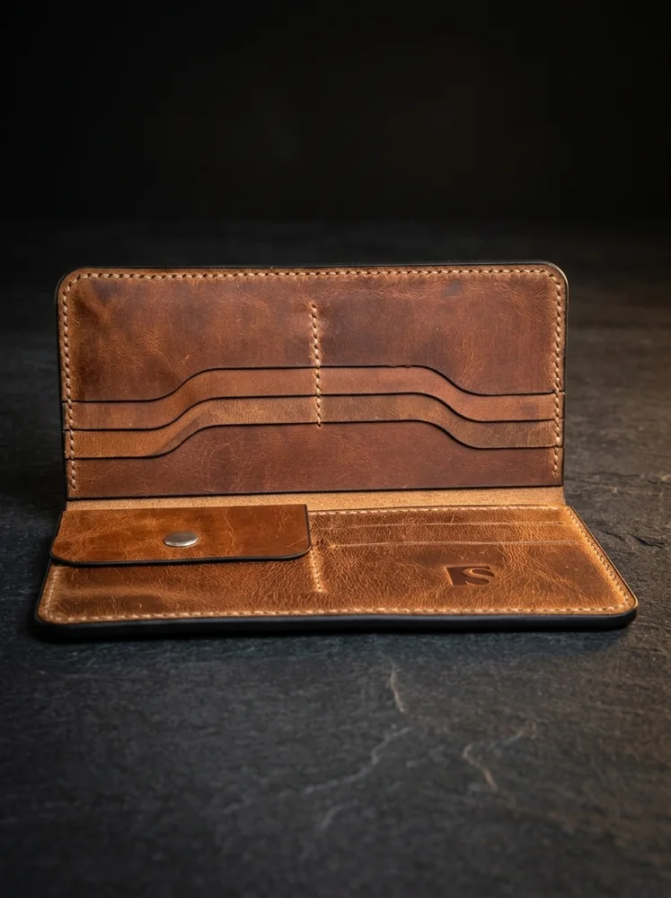 Full Grain Long Wallet with Coin Pocket
