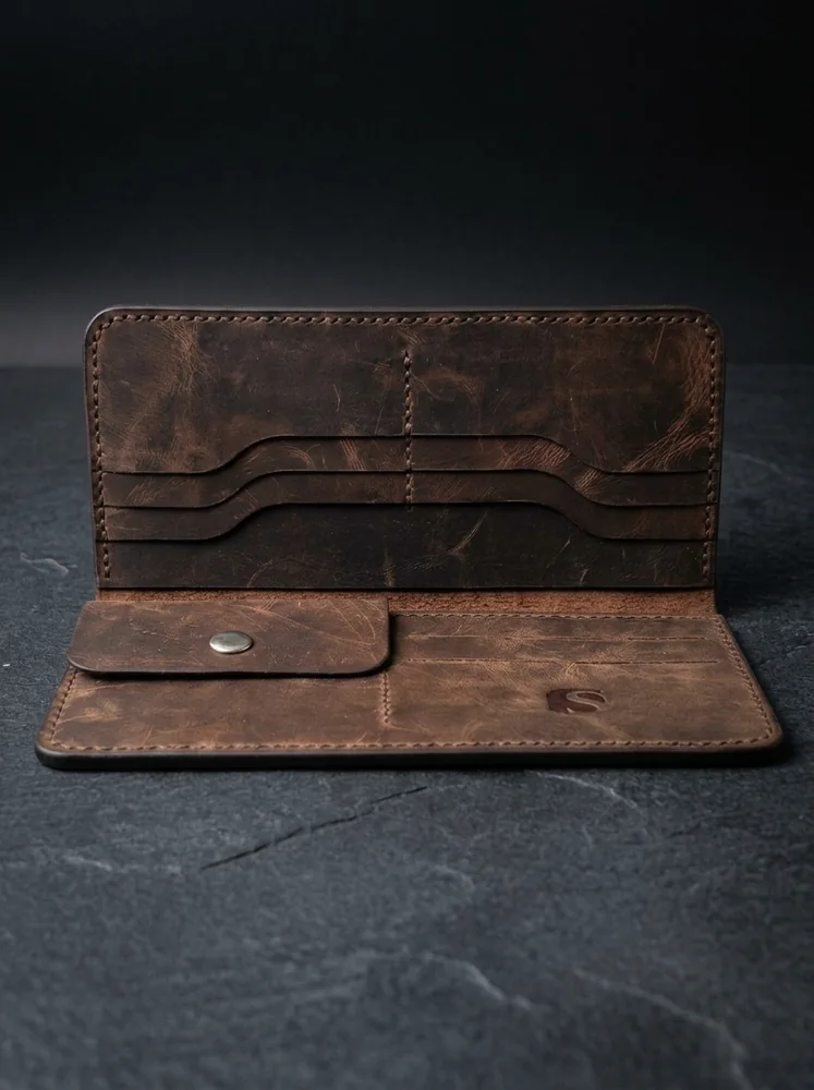 Full Grain Long Wallet with Coin Pocket