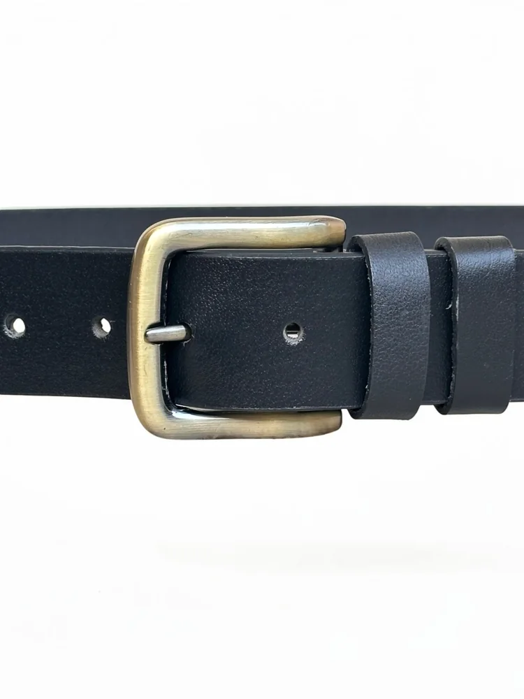 Men's Heavy-Duty Genuine Full-Grain Leather Belt – Double Loop & Brass Buckle (Image 4)