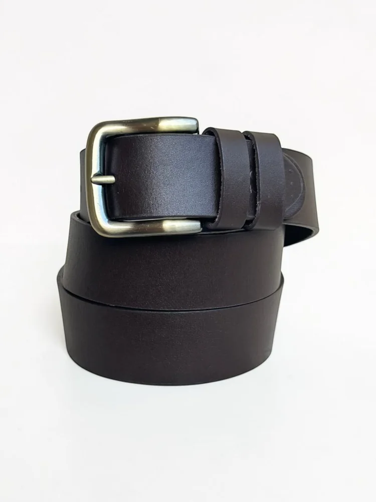 Men's Heavy-Duty Genuine Full-Grain Leather Belt – Double Loop & Brass Buckle (Image 5)