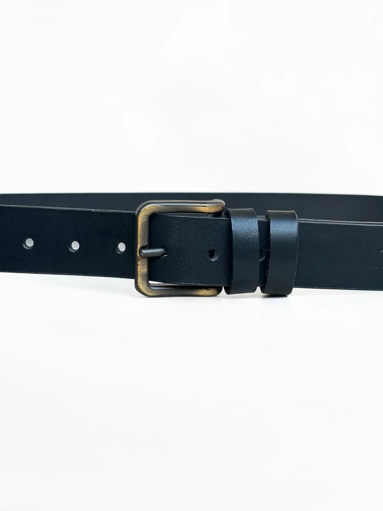 Men's Heavy-Duty Genuine Full-Grain Leather Belt – Double Loop & Brass Buckle (Image 3)