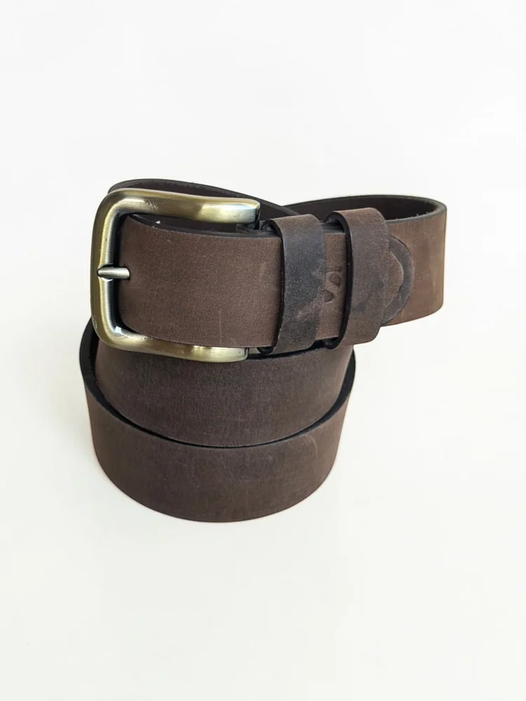 Men's Heavy-Duty Genuine Full-Grain Leather Belt – Double Loop & Brass Buckle (Image 6)