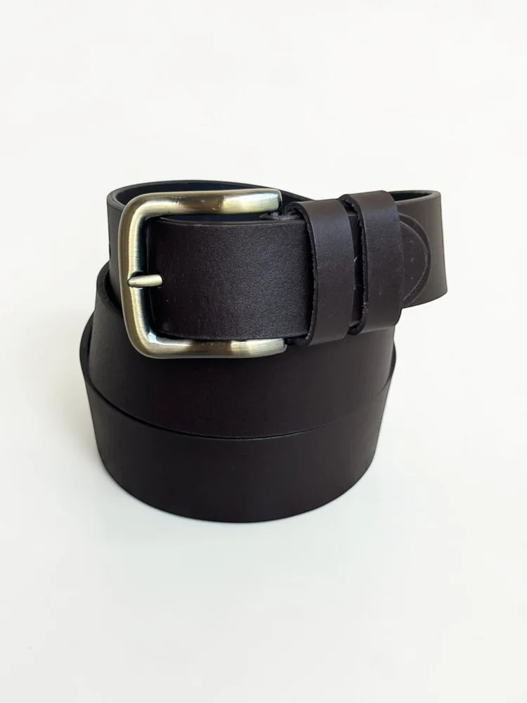 Men's Heavy-Duty Genuine Full-Grain Leather Belt – Double Loop & Brass Buckle (Image 6)