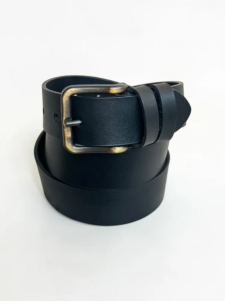 Men's Heavy-Duty Genuine Full-Grain Leather Belt – Double Loop & Brass Buckle (Image 6)