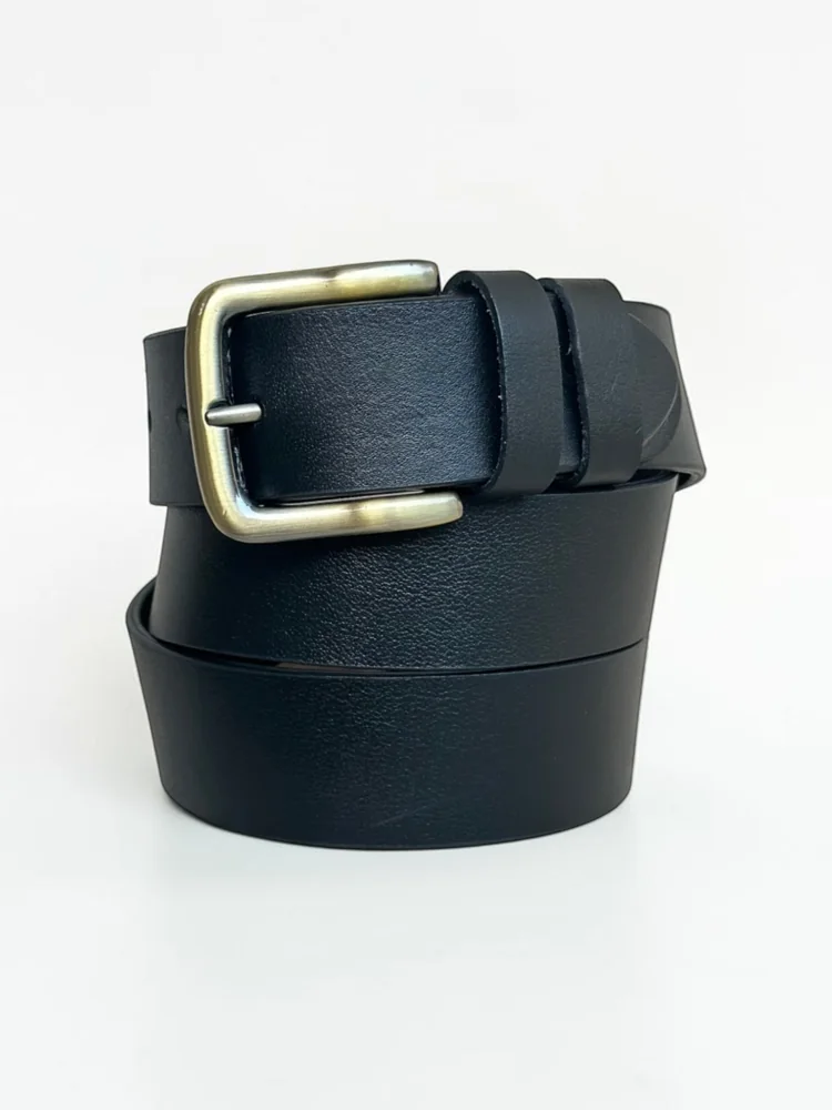 Men's Heavy-Duty Genuine Full-Grain Leather Belt – Double Loop & Brass Buckle (Image 5)