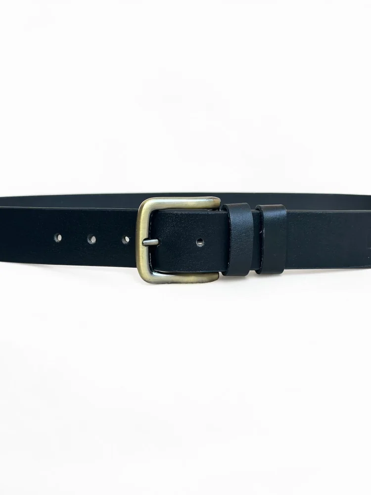 Men's Heavy-Duty Genuine Full-Grain Leather Belt – Double Loop & Brass Buckle (Image 3)
