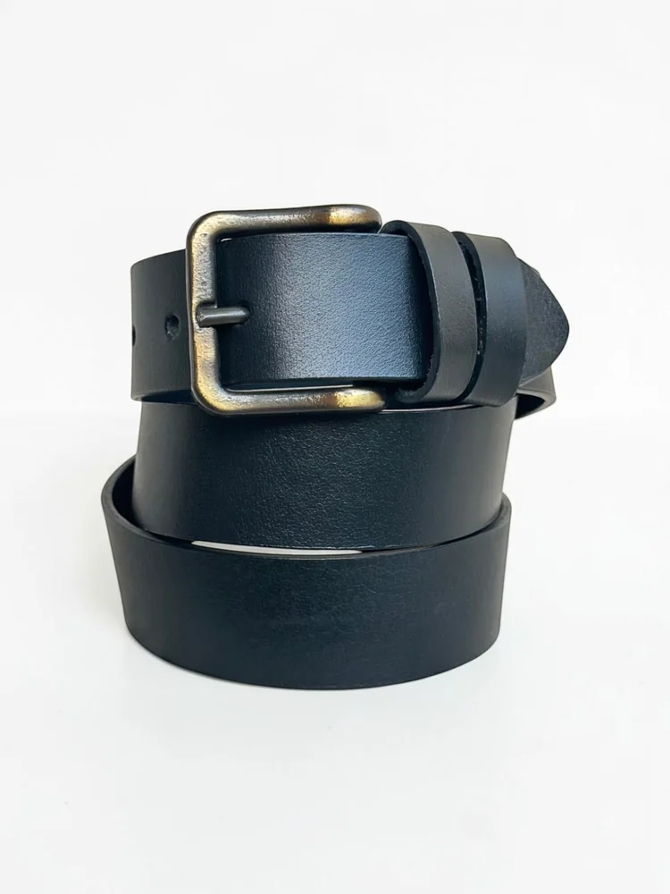 Men's Heavy-Duty Genuine Full-Grain Leather Belt – Double Loop & Brass Buckle (Image 5)