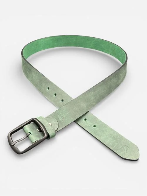 Green Leather Belt, Black Buckle (Image 3)