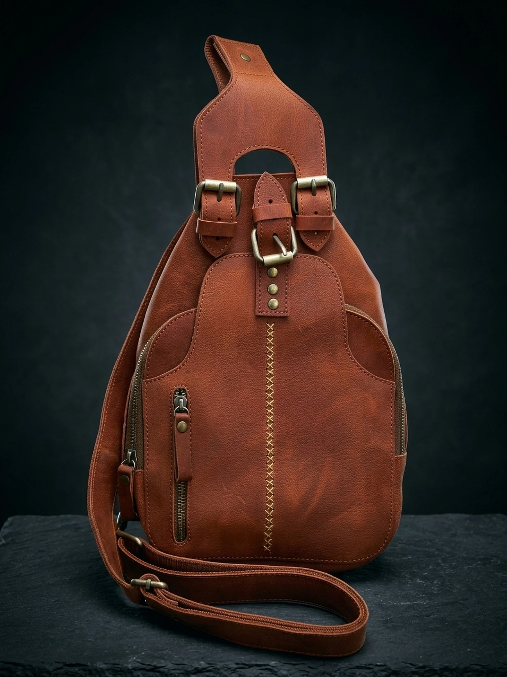 Universal Full-Grain Leather Crossbody Sling Bag