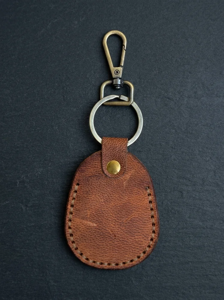 Leather Shield Key Fob with Clasp