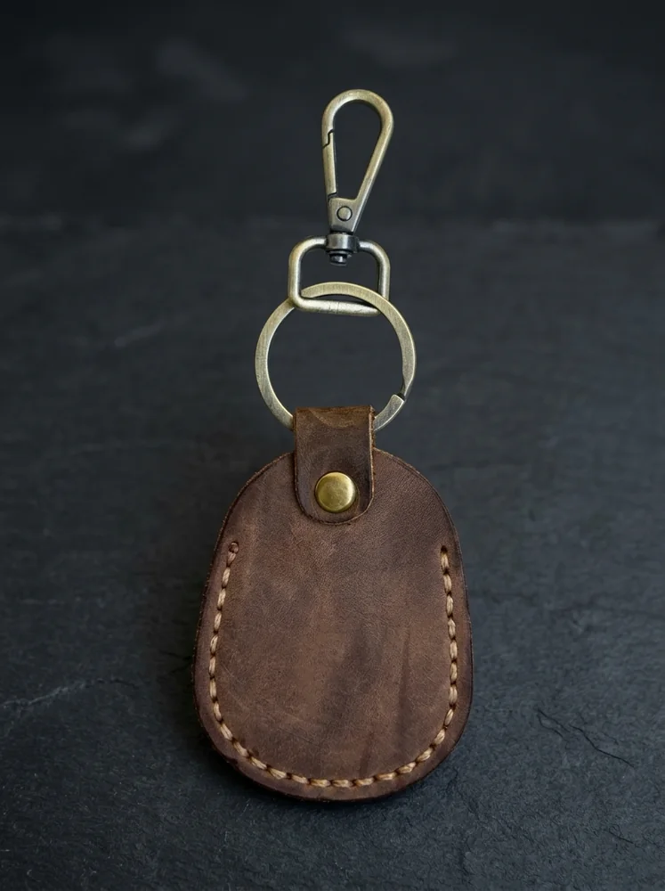 Leather Shield Key Fob with Clasp