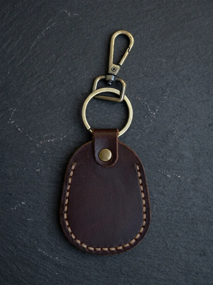 Leather Shield Key Fob with Clasp
