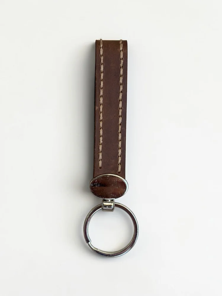 Leather Strap Keychain with Medallion (Image 3)