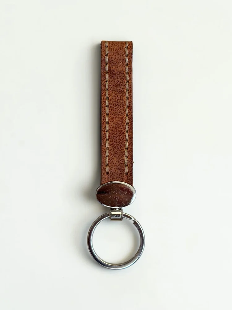 Leather Strap Keychain with Medallion (Image 3)