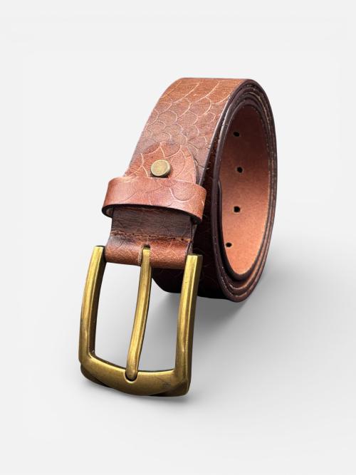Mens Embossed Cowhide Leather Belt