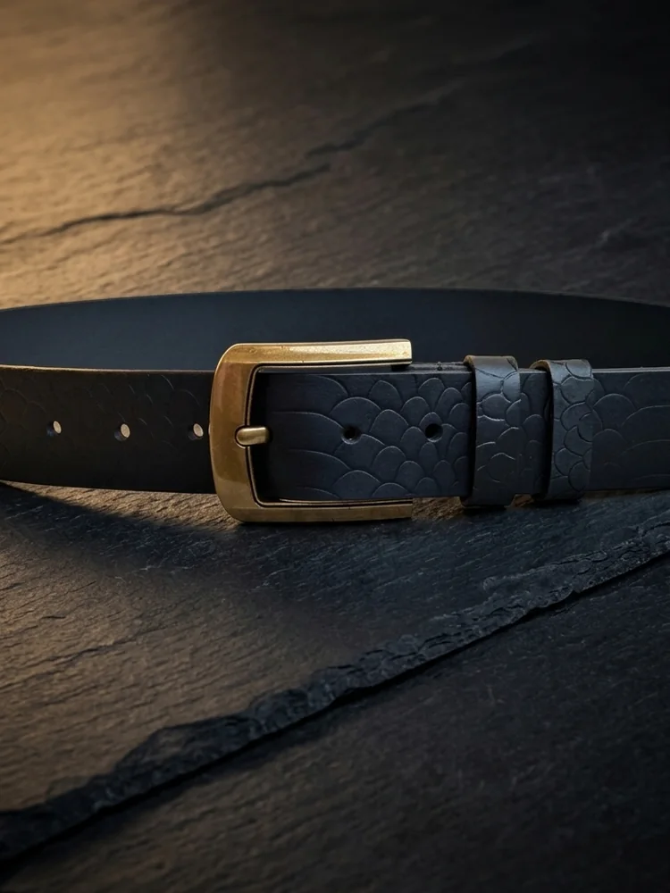 Men's Embossed Cowhide Leather Belt – Floral Basketweave